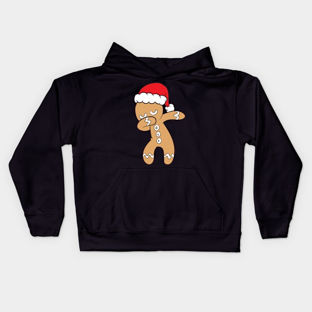 Christmas Gingerbread With Santa Hat Dabbing Gingerbread Kids Hoodie by EQDesigns